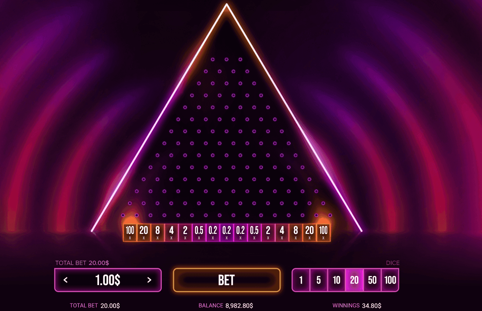 Neon Plinko Dice
